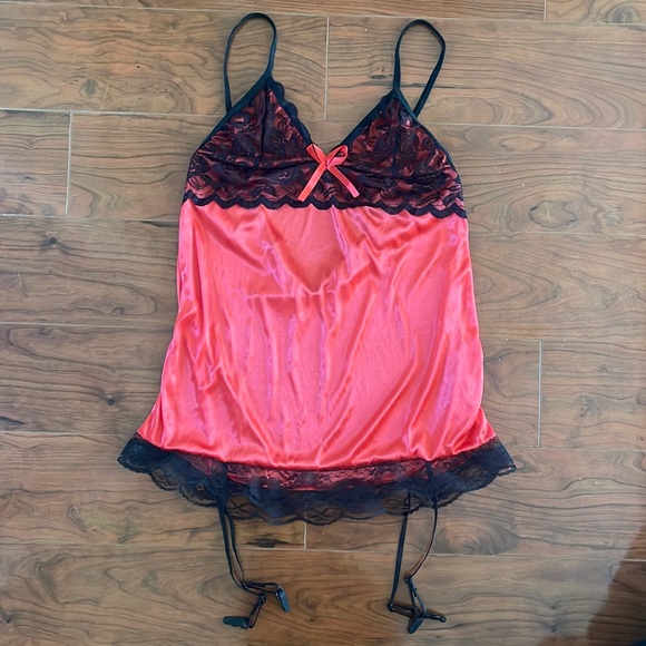 Other - Red and Black Silky One Piece Lingerie Slip Top